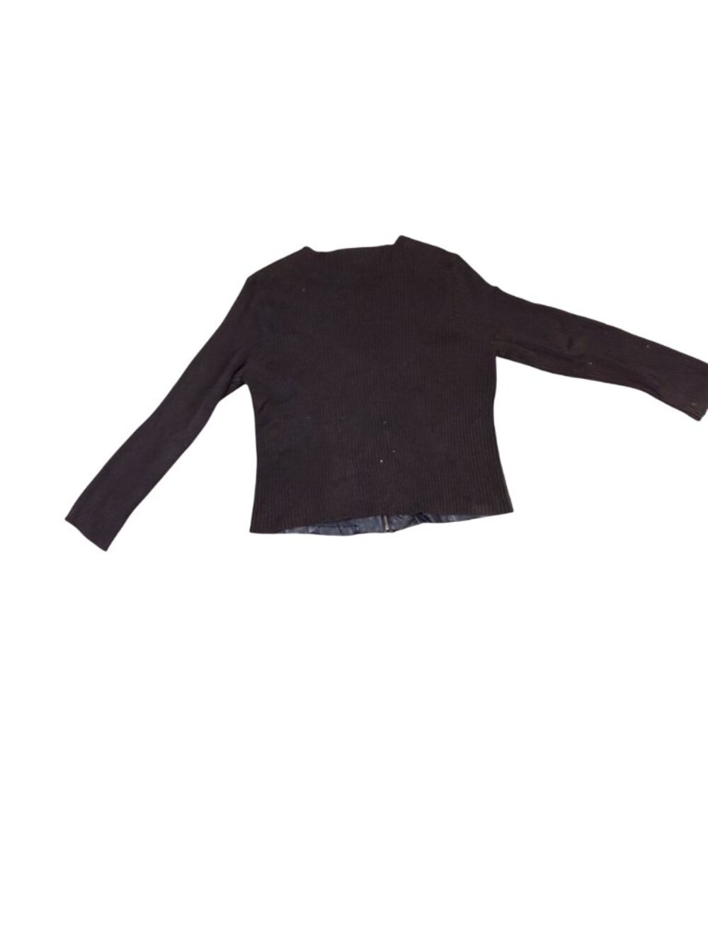 George Ladies Black Faux Leather & Knit Jacket With Zip Front Size L - Picture 3 of 6